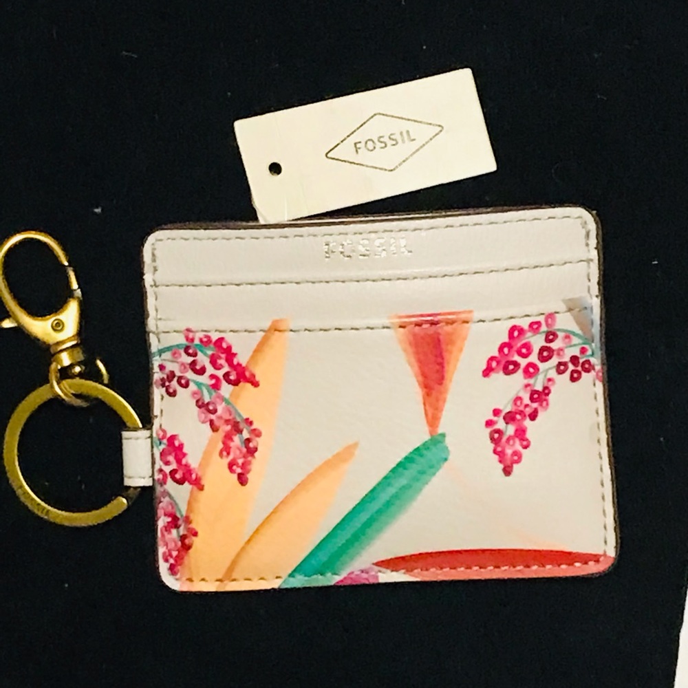 Tropical themed Fossil Keychain Card holder. NWT